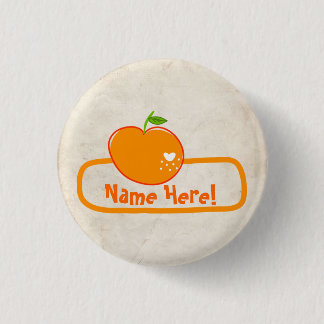 PaperFruit Orange Name Badge 1 Inch Round Button