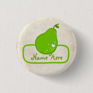 PaperFruit Pear Name Badge 1 Inch Round Button