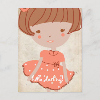 paperfruit sweet bow girl postcard