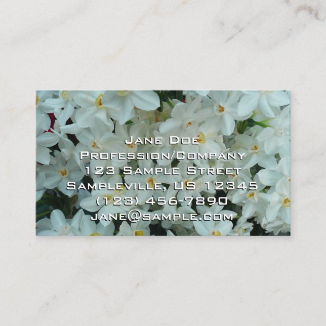 Paperwhite Narcissus Delicate White Flowers Business Card (Front)