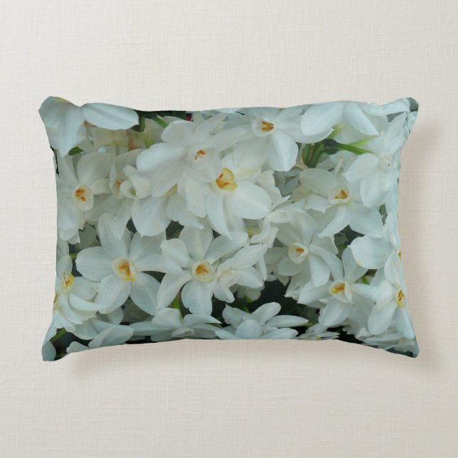 Paperwhite Narcissus Delicate White Flowers Decorative Pillow (Front)