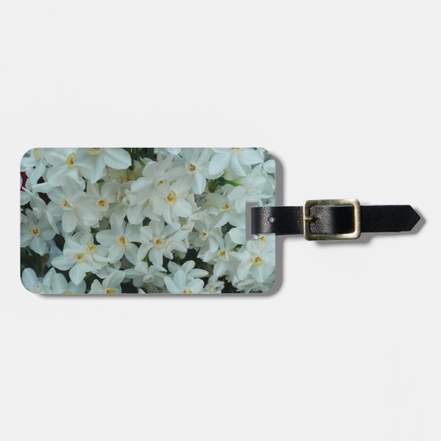 Paperwhite Narcissus Delicate White Flowers Luggage Tag (Front Horizontal)