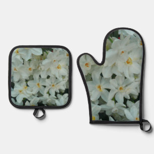 Paperwhite Narcissus Delicate White Flowers Oven Mitt & Pot Holder Set