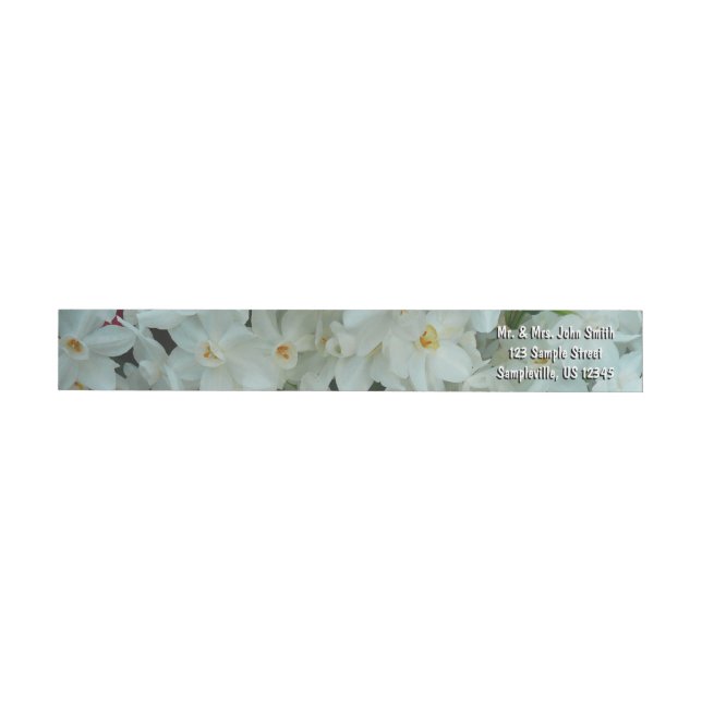 Paperwhite Narcissus Delicate White Flowers Wrap Around Label (Individual)