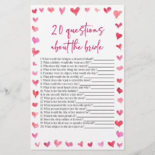 Papeterie 20 Questions sur la mariée Jeu de Baby Shower de m
