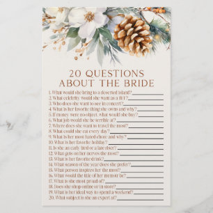 Papeterie 20 Questions Sur Le Jeu De Fête des mariées De Mar