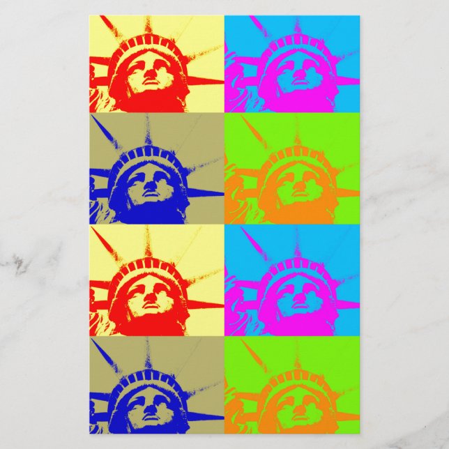 Papeterie 4 Couleur Pop Art Lady Liberty (Devant)