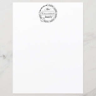 Papeterie à monogramme de nom de famille Couronne 