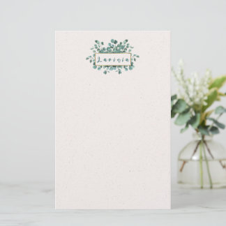 Papeterie à monogramme d'eucalyptus
