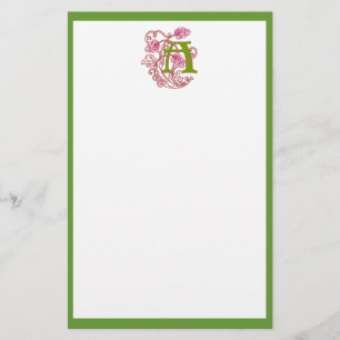 Papeterie "A" Monogramme Floral Art Nouveau