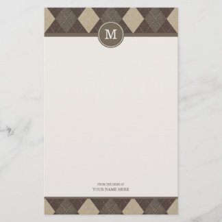 Papeterie à motifs de losanges de monogramme de
