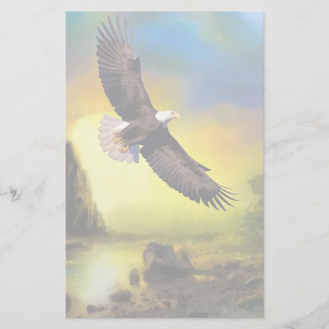 Papeterie A Patriotic Design with Bald Eagle Flying (Devant)