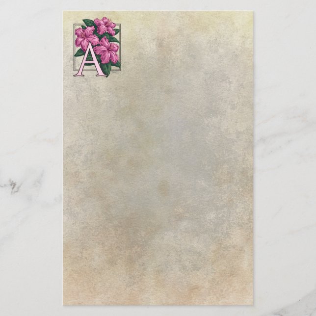 Papeterie A pour le parchemin de monogramme de fleur (Devant)