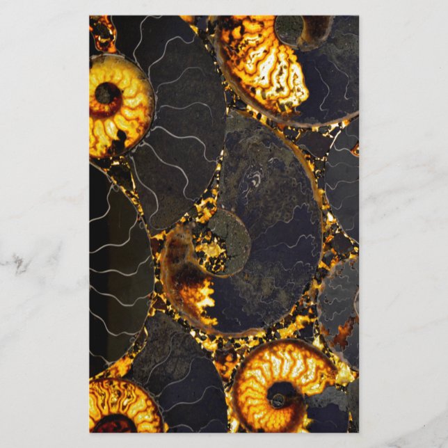 Papeterie Abstrait Nautilus motif jaune or (Devant)