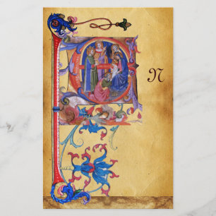 PAPETERIE ADORATION DU MONOGRAMME DE PARCHEMENT MAGI NOËL