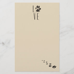 Papeterie Amour avec animal Empreinte de patte Brown Grunge 