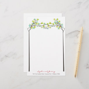 Papeterie Amour Noir Vert Arbres Printemps Printemps Mariage