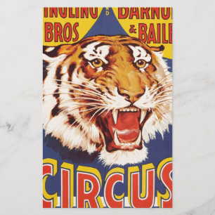 Papeterie Ancienne affiche originale de cirque de tigres vin
