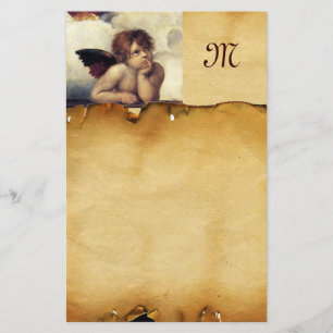 Papeterie ANGEL / Cherub ailé, Monogramme de parchemin