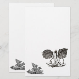 Papeterie Angel Uriel avec Golem, Design noir et blanc