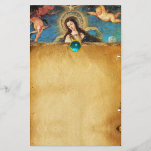 PAPETERIE ANGELS ET PARCHEMENT VIERGE AVEC GÈMES BLEUS