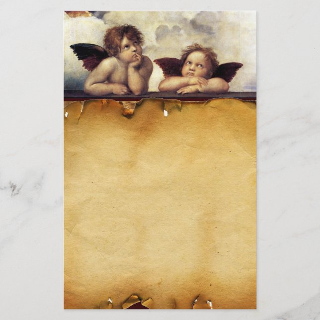 Papeterie ANGES / Cherubs ailés, Parchemin (Devant)