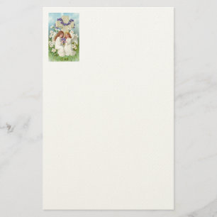 Papeterie Anges Mignons Avec Croix Et Fleurs 