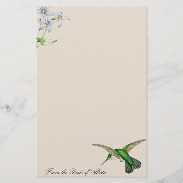 Papeterie Animaux de faune de fleurs d'oiseaux de colibri (Devant)