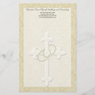 Papeterie Anneaux d'or avec croix, Élégant amour chrétien