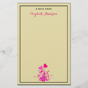 Papeterie Antique beige avec Coeur Décoratif Rose