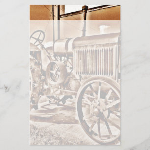 Papeterie Antique Tracteur Équipement Agricole Classic Sepia