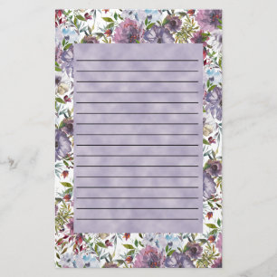 Papeterie Aquarelle bleu violet lin floral