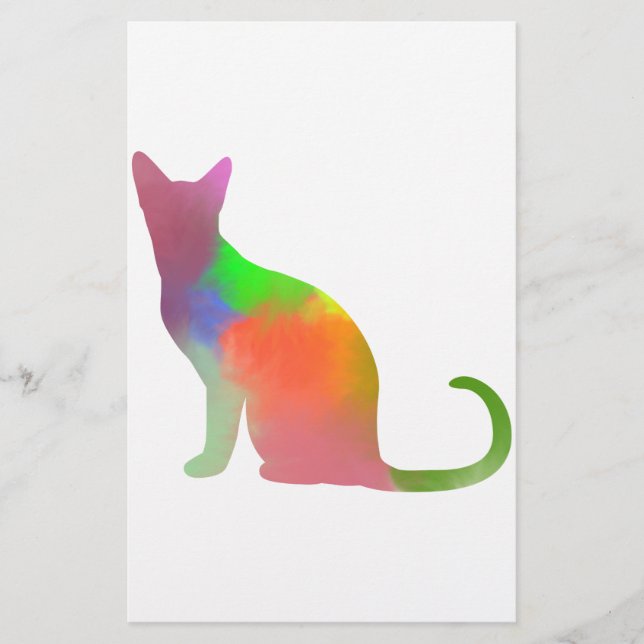 Papeterie Aquarelle Chat Silhouette (Devant)