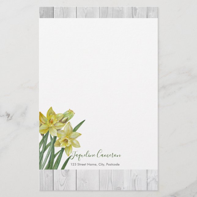 Papeterie Aquarelle Daffodiles Illustration botanique (Devant)