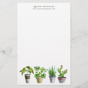 Papeterie Aquarelle de Boho Plante pointé Papier à lettres