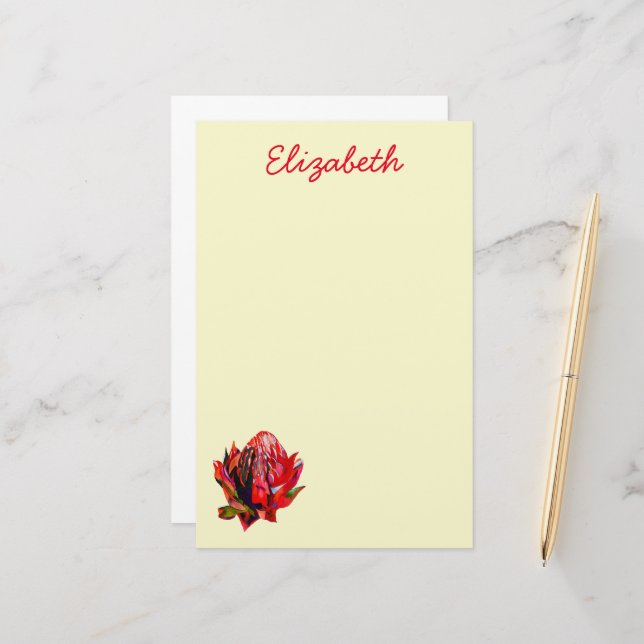Papeterie Aquarelle de fleurs indigènes de Waratah (Devant/Arrière en situation)