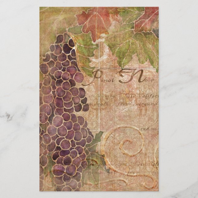Papeterie Aquarelle du vignoble de raisin vieilli Décor mais (Devant)