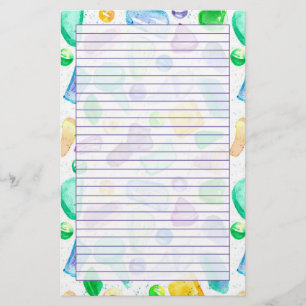 Papeterie Aquarelle en verre de mer vert pourpre