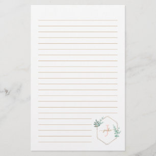 Papeterie Aquarelle Eucalyptus Monogramme encadré