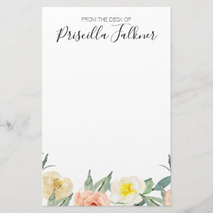 Papeterie Aquarelle Fleurs De Pêche Du Bureau De