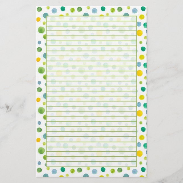 Papeterie Aquarelle jaune vert Pois (Devant)