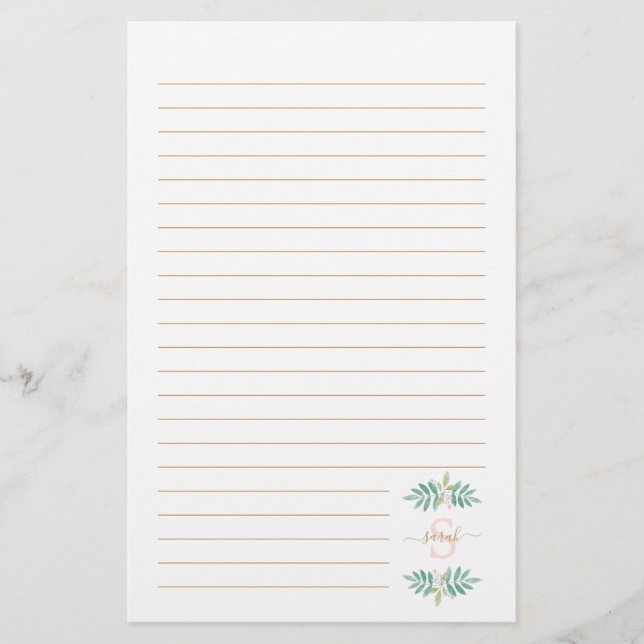 Papeterie Aquarelle Monogramme floral (Devant)
