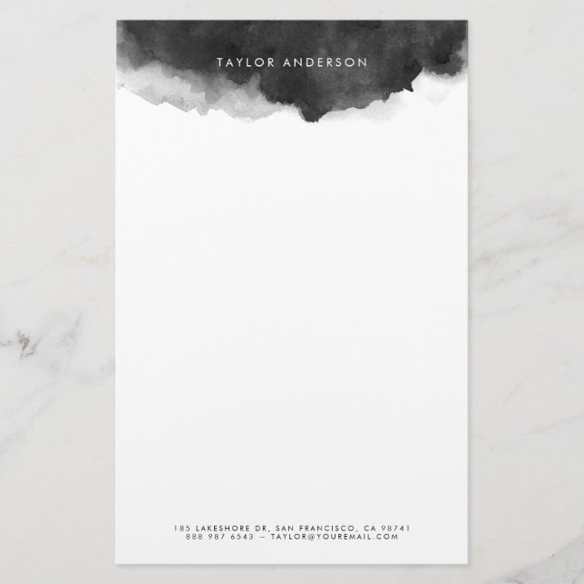 Papeterie Aquarelle noire minimaliste moderne (Devant)