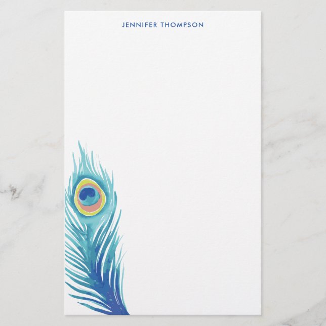 Papeterie Aquarelle Peacock Feather (Devant)