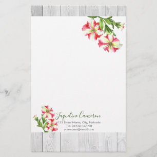 Papeterie Aquarelle Pétunias rose et blanc