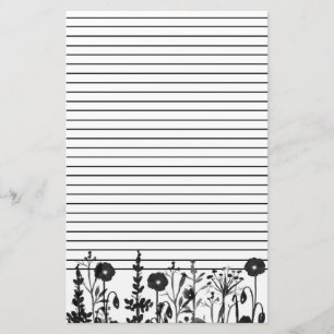 Papeterie Aquarelle Plante Fleur sauvage noir
