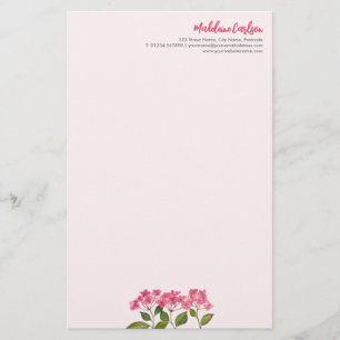 Papeterie Aquarelle rose Hydrangée Lacecaps Illustration