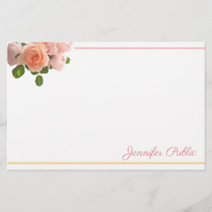 Papeterie Aquarelle Rose nom du script à la main Modèle Flor