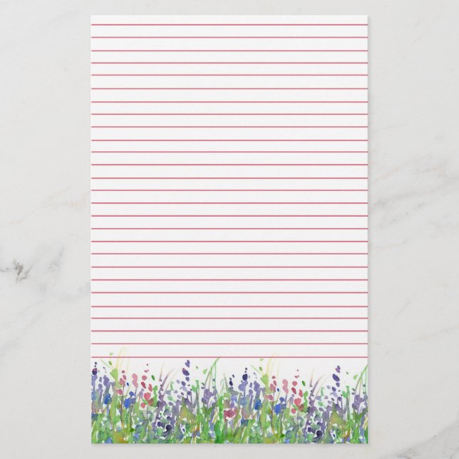 Papeterie Aquarelle violet rose Fleur sauvage (Devant)
