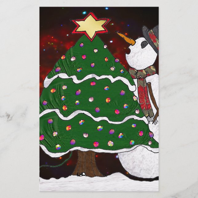 Papeterie Arbre de Noël Snowman Surprise Art Imprimer (Devant)